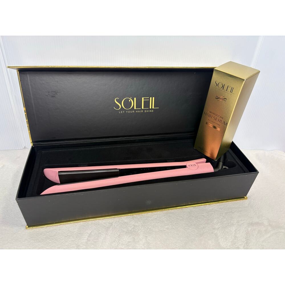 Soleil Bundle: Baby Pink Ceramic Flat Iron + Moroccan Serum